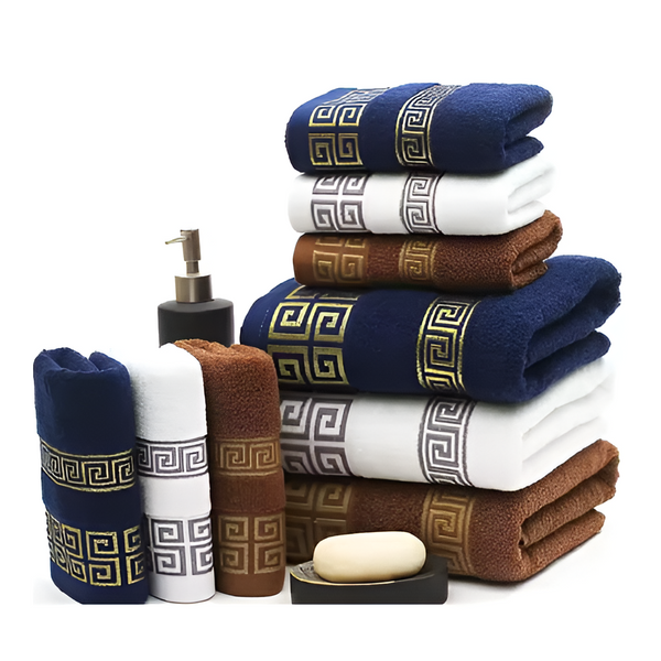 AurumKey Reserve Greek-Key Spa Towel Set